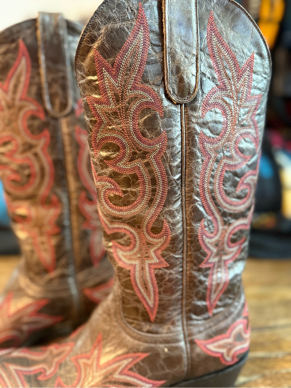 Old Gringo Leather Western Heeled Boots with Red Stitching - Picture 2 of 10